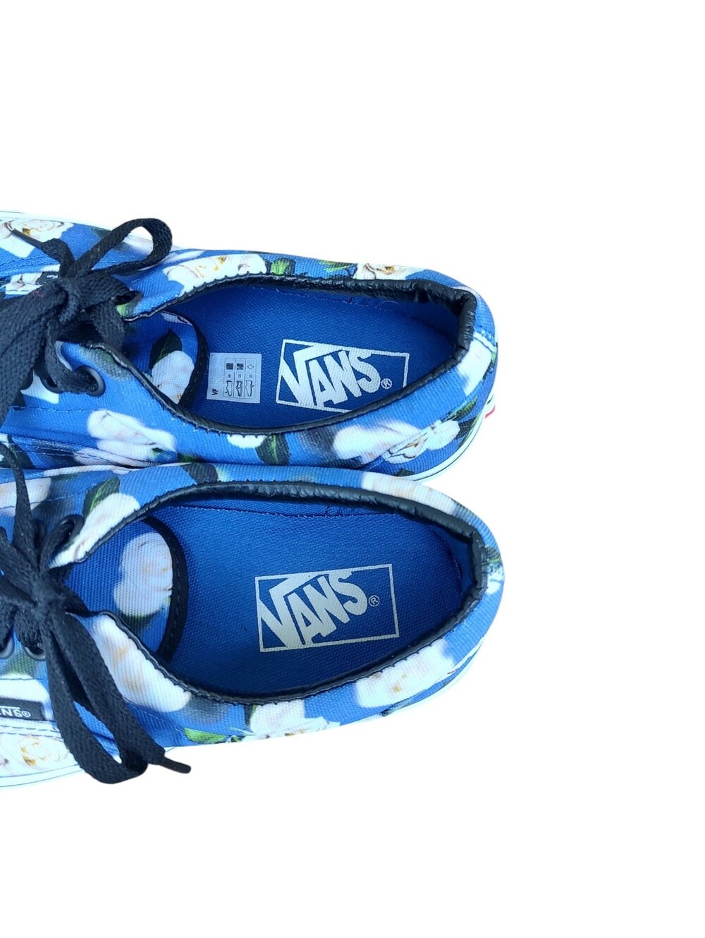 Vans Blue Canvas White Rose Print Low-Top Sneakers - Picture 3 of 6